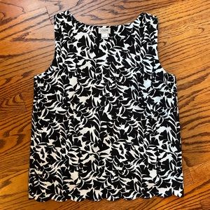 J. Crew scallop edge work tank, black & white, sz XS